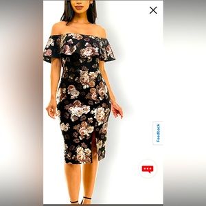 Premier Amour Floral Foil Short Sleeve Midi Sheath Dress